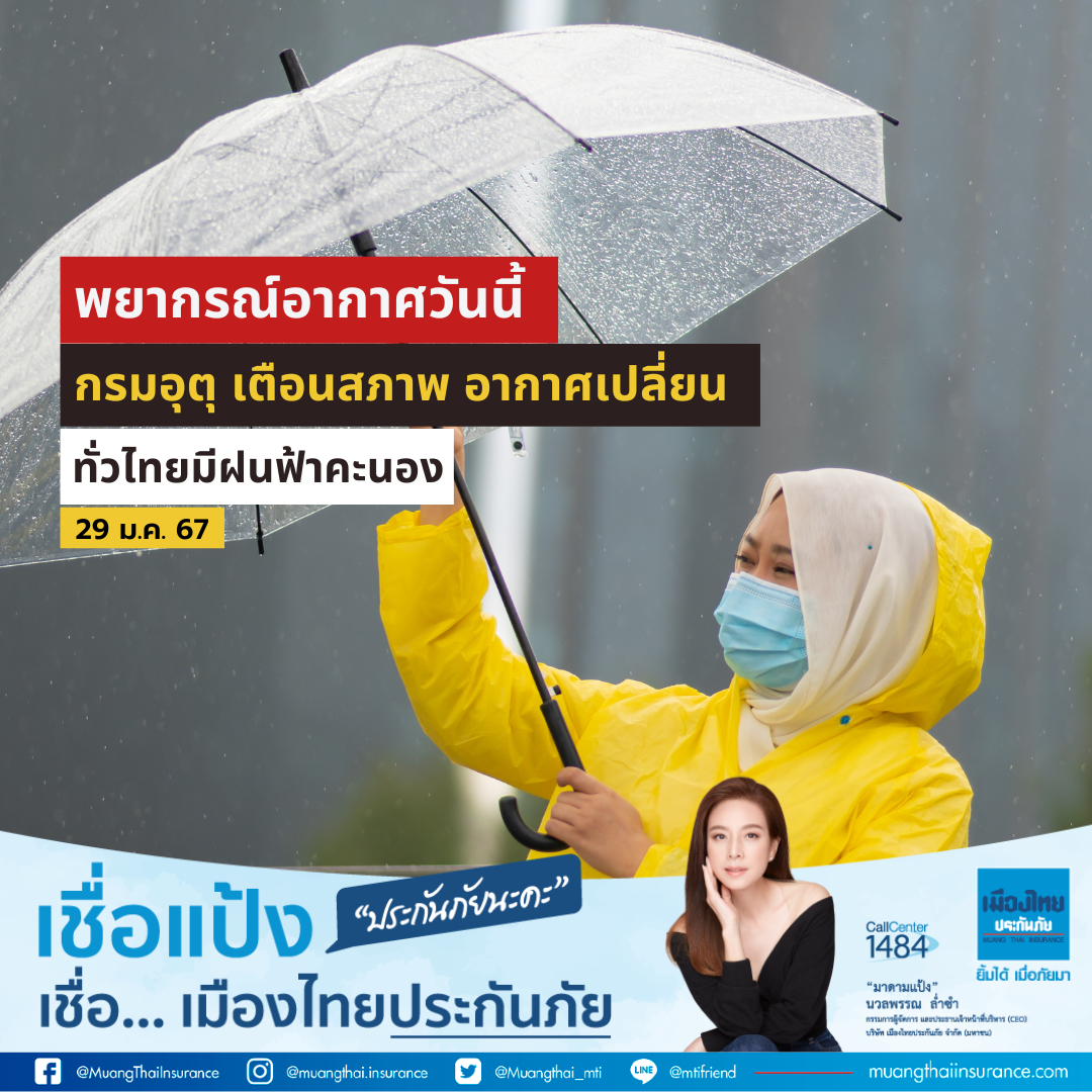 พยากรณ์อากาศวันนี้ (29 ม.ค. 67) กรมอุตุ เตือนสภาพอากาศเปลี่ยน ทั่วไทยมีฝนฟ้าคะนอง